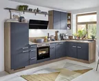 KUBE Easytouch modern l-shape kitchen in Fjord Blue