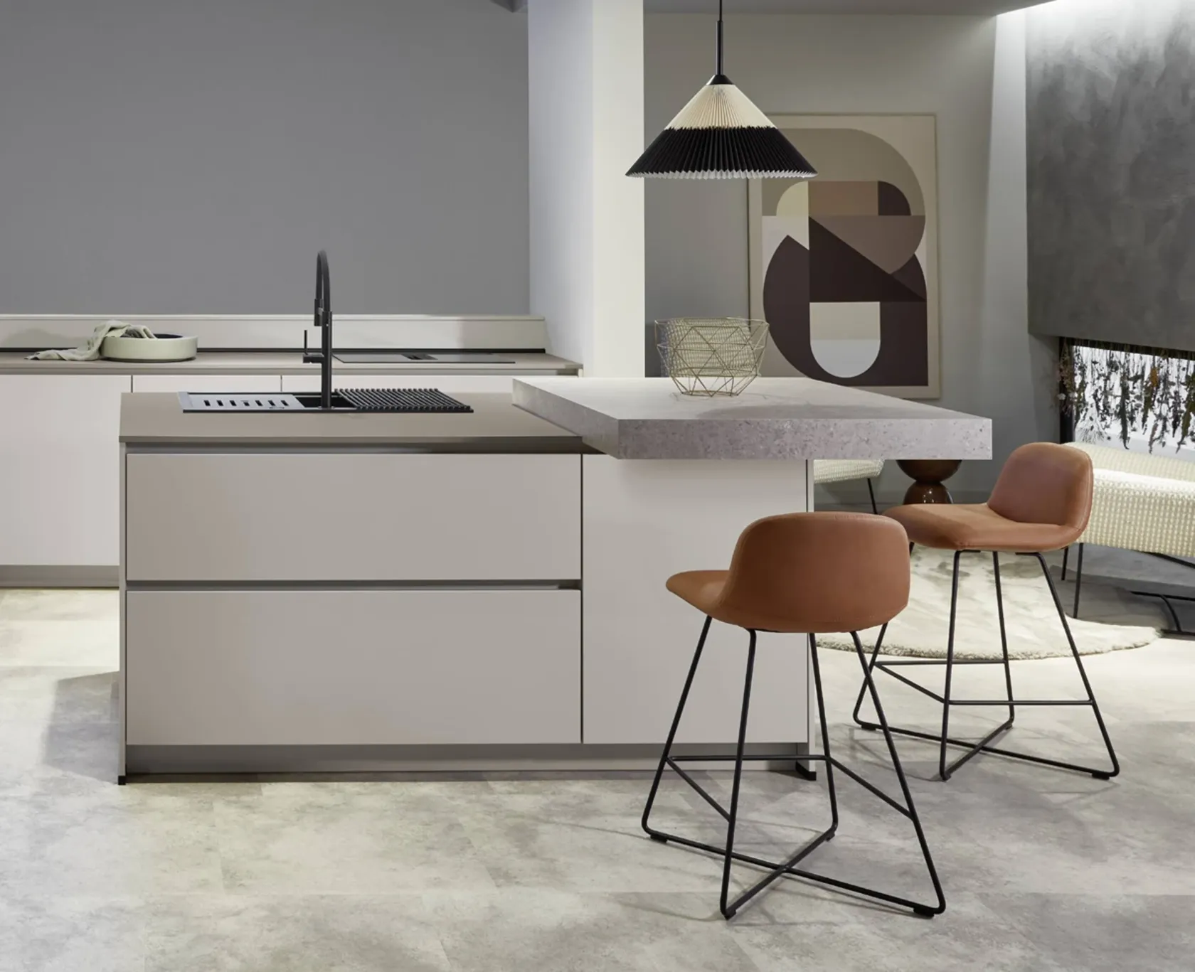 KUBE Easytouch modern kitchen island in Sand