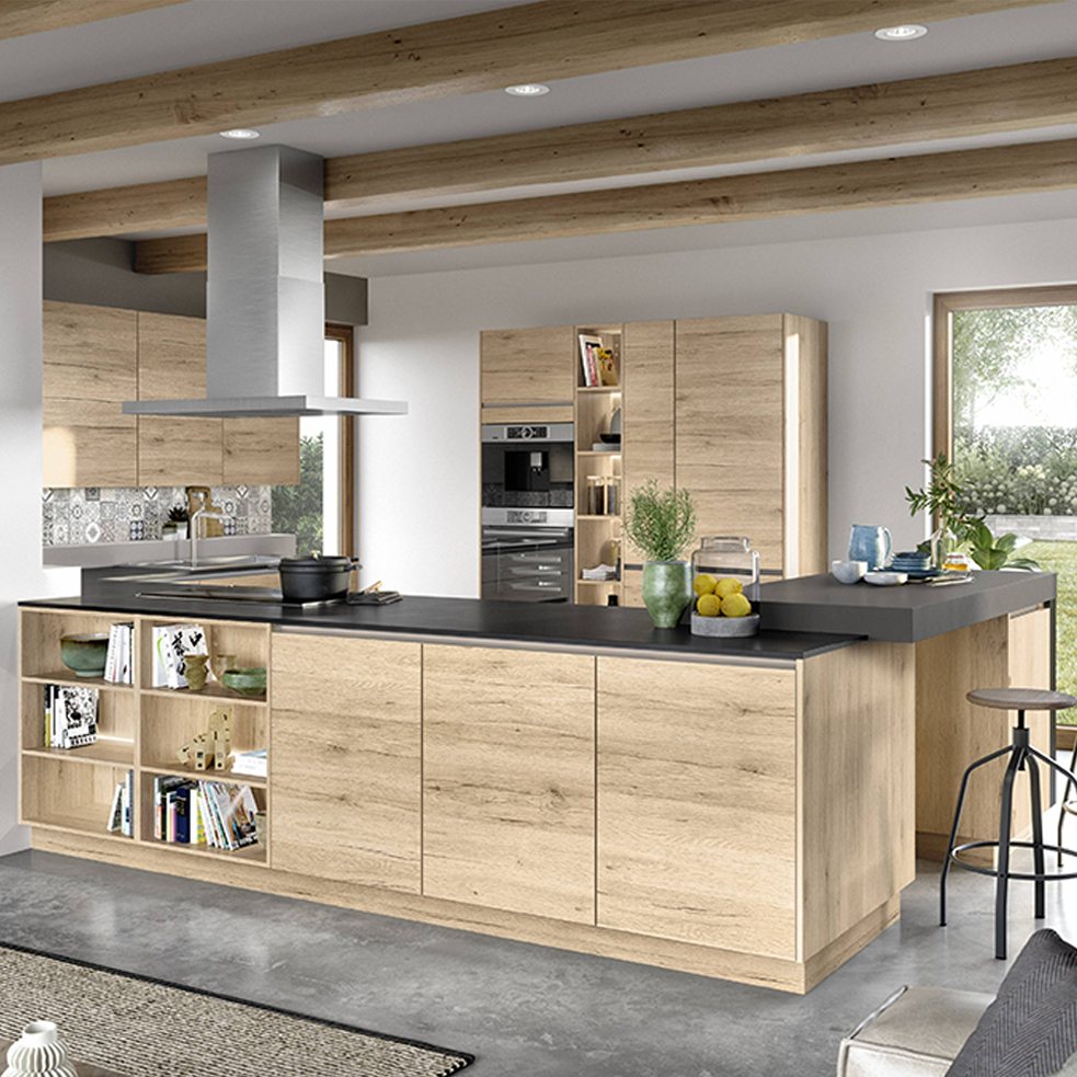 KUBE Chester Riva Kitchen Display in Sanremo Oak